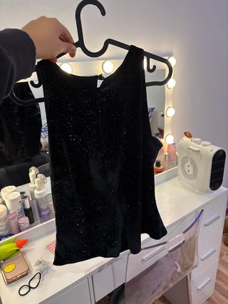 Top fiesta lentejuelas negro