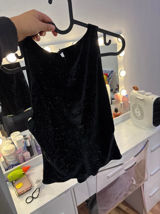 Top fiesta lentejuelas negro