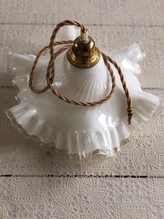 Lampada a sospensione vintage vetro bianco
