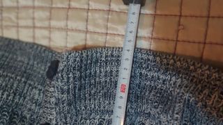 Chaqueta de punto azul y gris