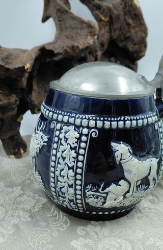 Boccale Tedesco Vintage Ceramica Blu