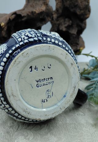 Boccale Tedesco Vintage Ceramica Blu