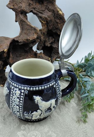 Boccale Tedesco Vintage Ceramica Blu
