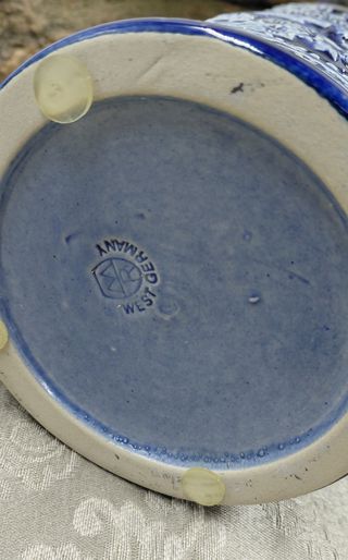 Caraffa Tedesca Ceramica Blu Cobalto e Peltro