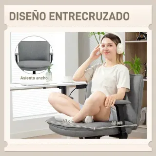 Silla de Oficina Asiento Ancho sin Ruedas
