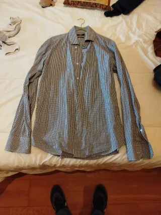 Camisa Hugo Boss Cuadros Blanco y Negro