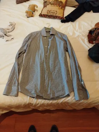 Camisa Hugo Boss Cuadros Blanco y Negro