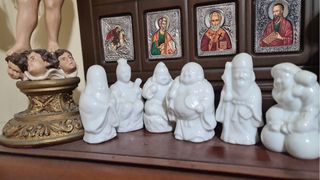 Figuras Budas de Porcelana Blanca