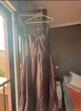 Vestido Zara Marrón con Flor