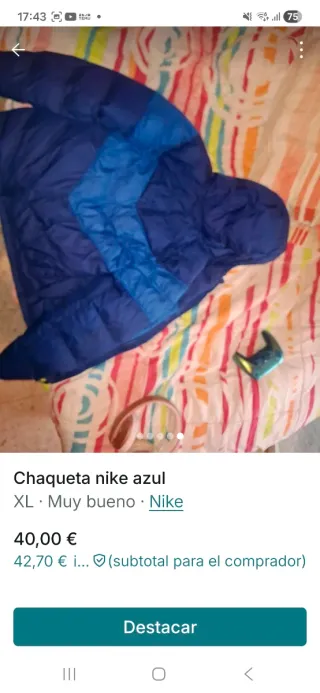 Chaqueta Nike Azul Talla XL