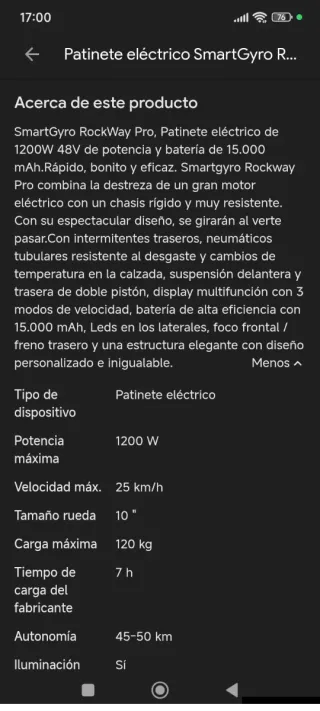 Patinete Eléctrico Smartgyro Rockway Pro