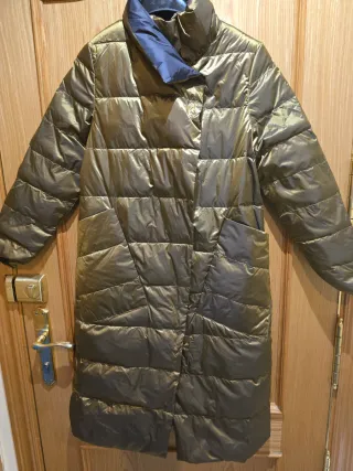 Abrigo largo acolchado mujer reversible