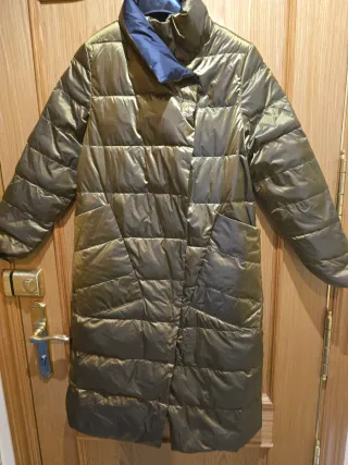 Abrigo largo acolchado mujer reversible