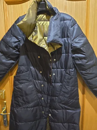 Abrigo largo acolchado mujer reversible