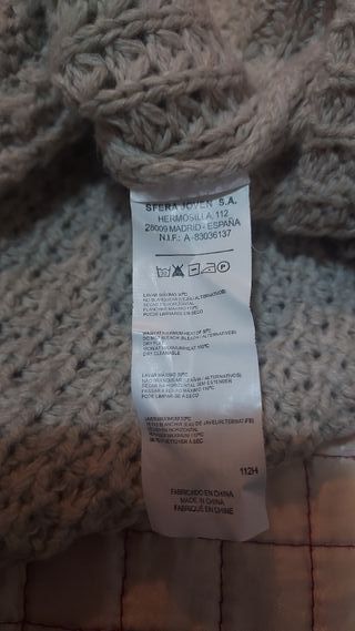 Vestido de punto beige/gris talla única