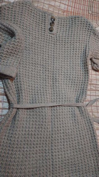 Vestido de punto beige/gris talla única