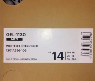 Asics Gel 1130 Zapatillas Blancas y Rojas