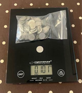 100 gramos de monedas de 10 céntimos de Franco.
