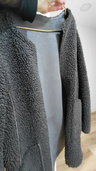 Abrigo de mujer de otoño invierno borreguito gris