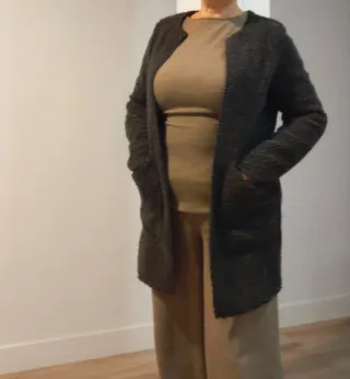 Abrigo de mujer de otoño invierno borreguito gris