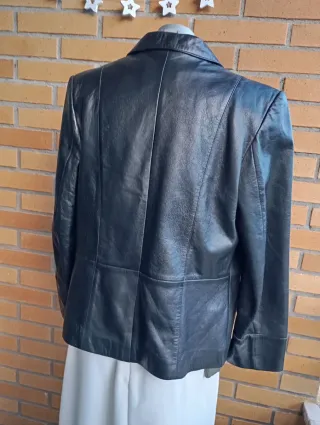 Chaqueta Cuero Natural Vintage Negra