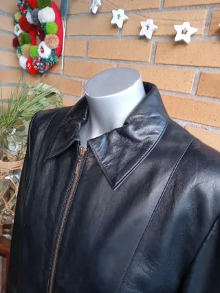 Chaqueta Cuero Natural Vintage Negra