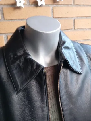 Chaqueta Cuero Natural Vintage Negra