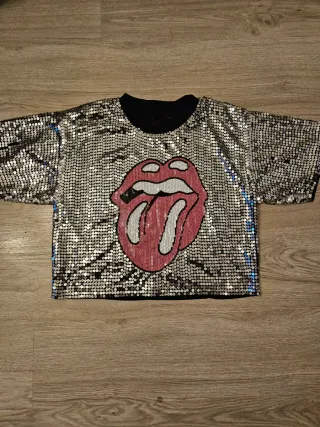 Camiseta lentejuelas Rolling Stones Talla M