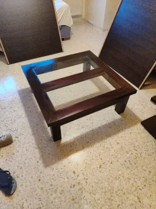 Mesa de centro madera y cristal