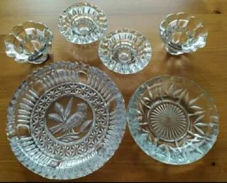 2 Ceniceros Antiguos + 4 Portavelas Cristal