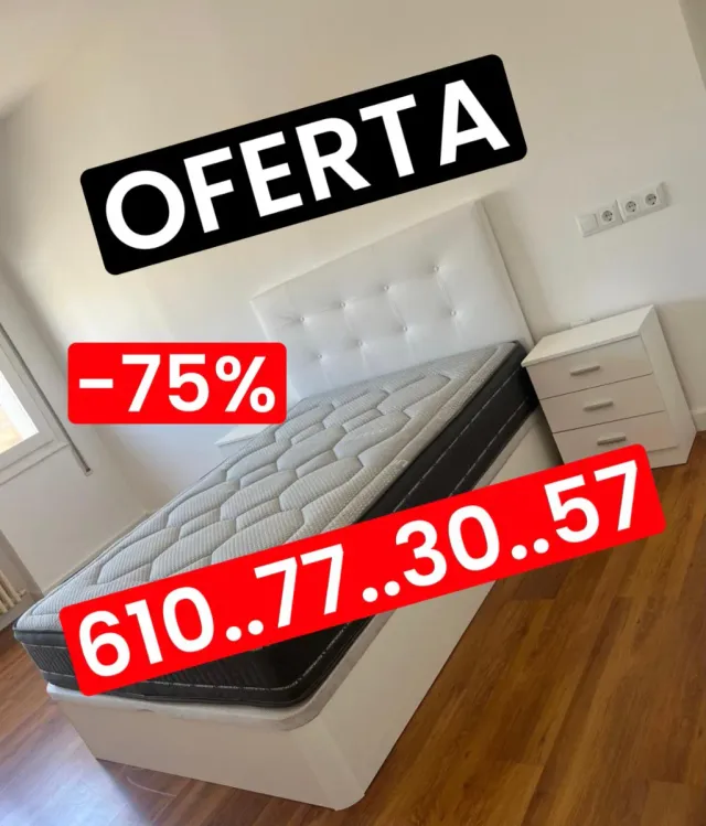 Canapé abatible blanco con colchón