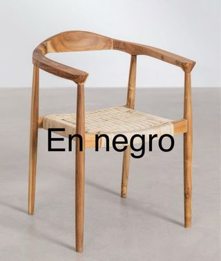 Silla Kiemer madera teca ratán negra