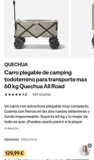 Carro plegable Decathlon nuevo