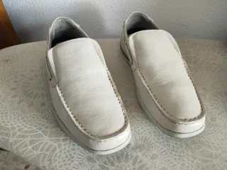 Zapatos Dospies Piel Beige/Blanco