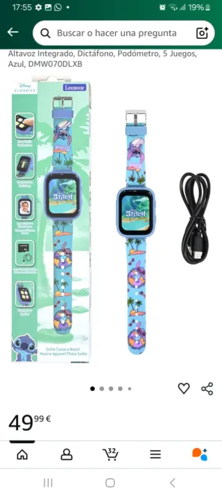 Reloj Lexibook Stitch Azul