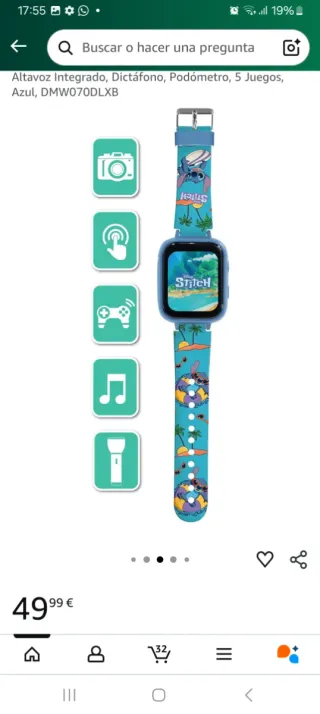 Reloj Lexibook Stitch Azul