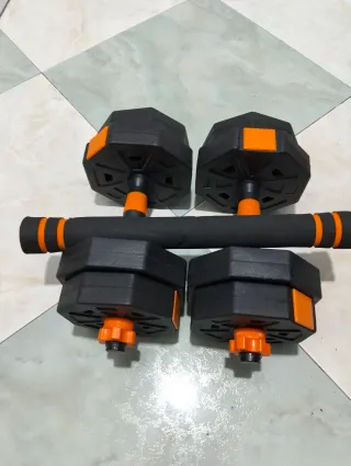 Mancuernas ajustables con barra