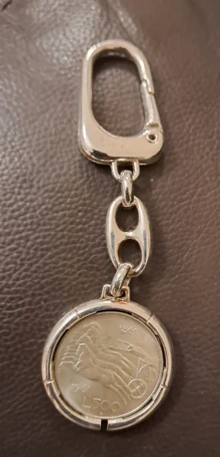 Portachiavi con moneta 500 Lire Argento