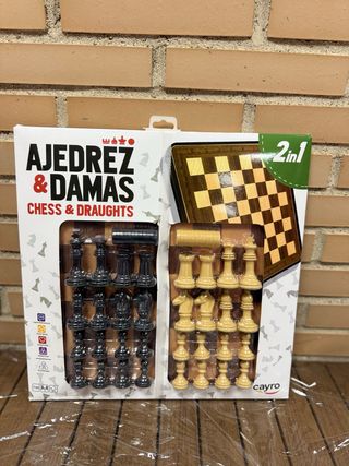 Ajedrez y Damas Tablero Madera 2 en 1