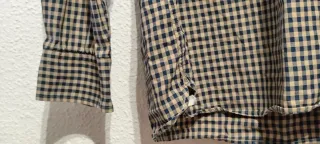 Camisa de cuadros beige y azul talla L