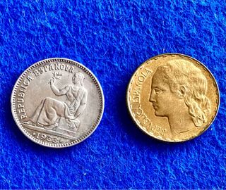 LAS 2 PESETAS REPÚBLICANAS * 1933 (PLATA) y 1937
