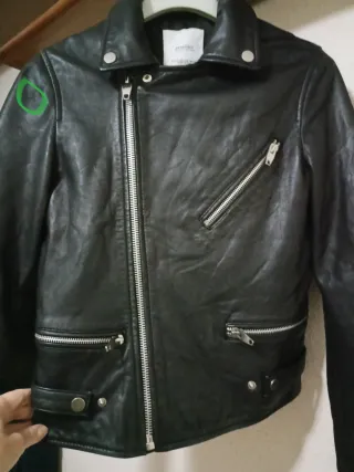 Chaqueta Piel Negra Mango Talla S