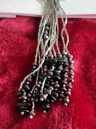 Collar largo flor plata envejecido Viviana Moda