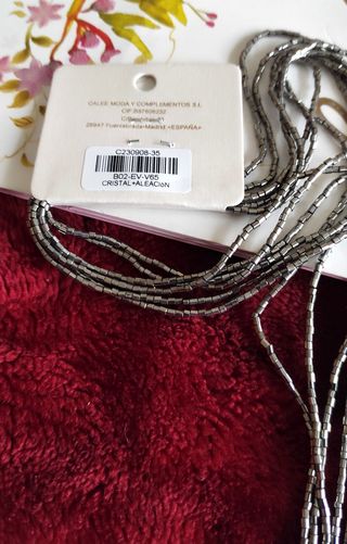 Collar largo flor plata envejecido Viviana Moda