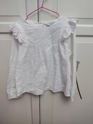 Camisa niña Primark blanca talla 7/8 años