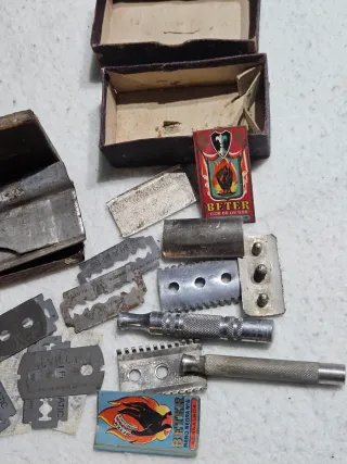 Caja y hojas de afeitar antiguas Beter, filomatic.