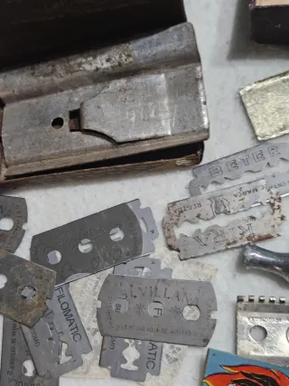 Caja y hojas de afeitar antiguas Beter, filomatic.