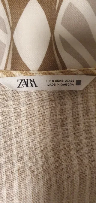 Blusa Zara Rayas Beige y Blanca