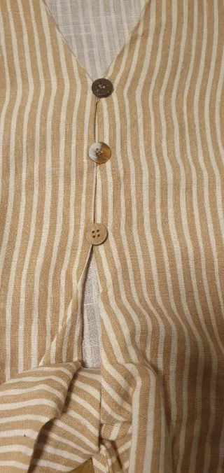 Blusa Zara Rayas Beige y Blanca