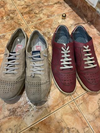 Zapatos Hombre Beige y granate